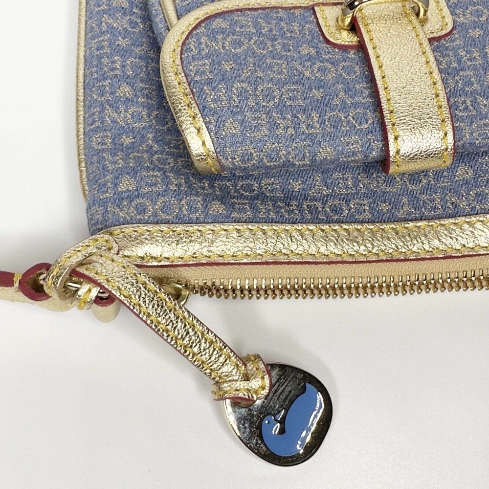 Dooney & Bourke Blue Denim Gold Lettering Crossbody Blue Duck- LIKE NEW - Picture 6 of 10